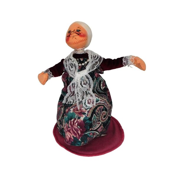 Vintage Annalee Victorian Mr and Mrs Santa Claus Burgundy Velvet 1993 - Picture 5 of 9